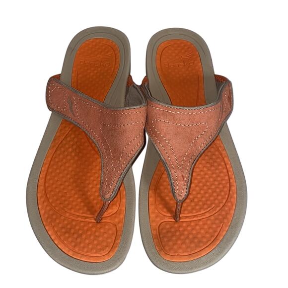 Dansko Orange Leather Thong Sandals Size 40 / 10 - Picture 4 of 11